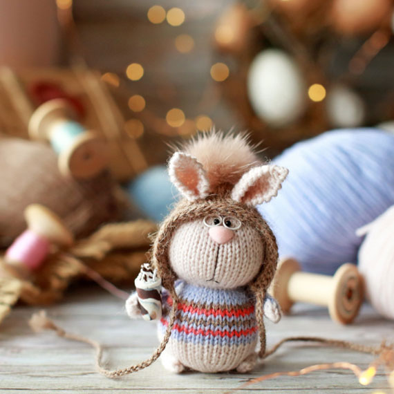 Handmade Amigurumi miniature bunny toy